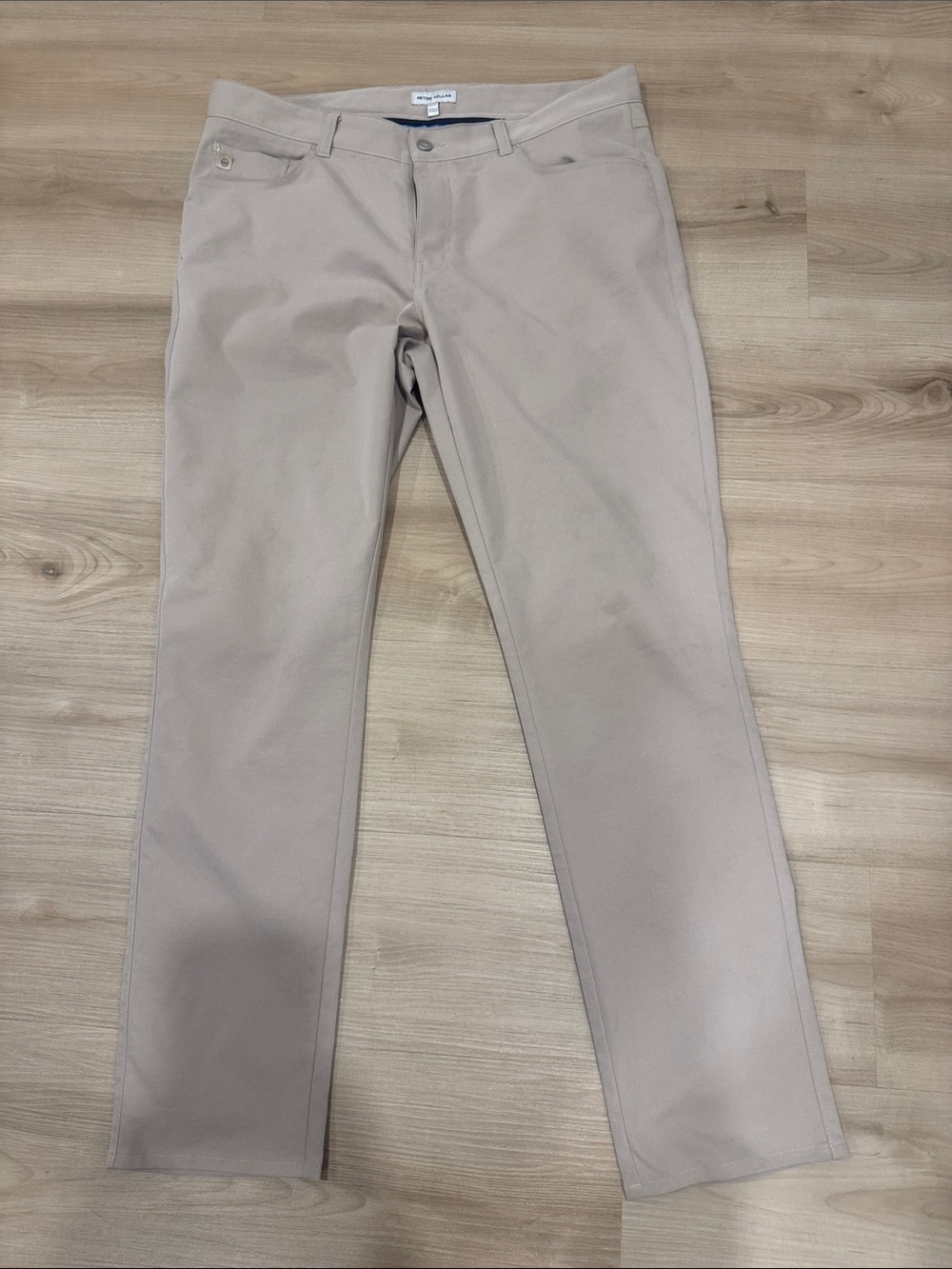 Peter Millar 36 waist 32 length khaki Taupe Chinos with Branded Button